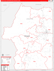 Grants Pass Metro Area Wall Map Red Line Style 2026